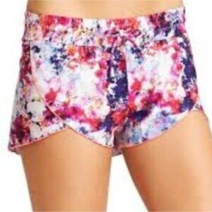 ATHLETA Hypersonic Petal Athletic Swim Shorts vibrant colorful abstract sz L